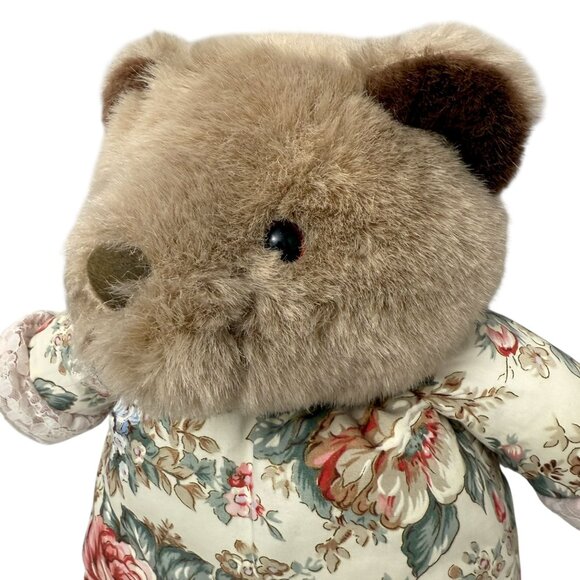 Vintage Milaca Mills Bear Victorian Floral Plush Teddy 1980s - Picture 4 of 10